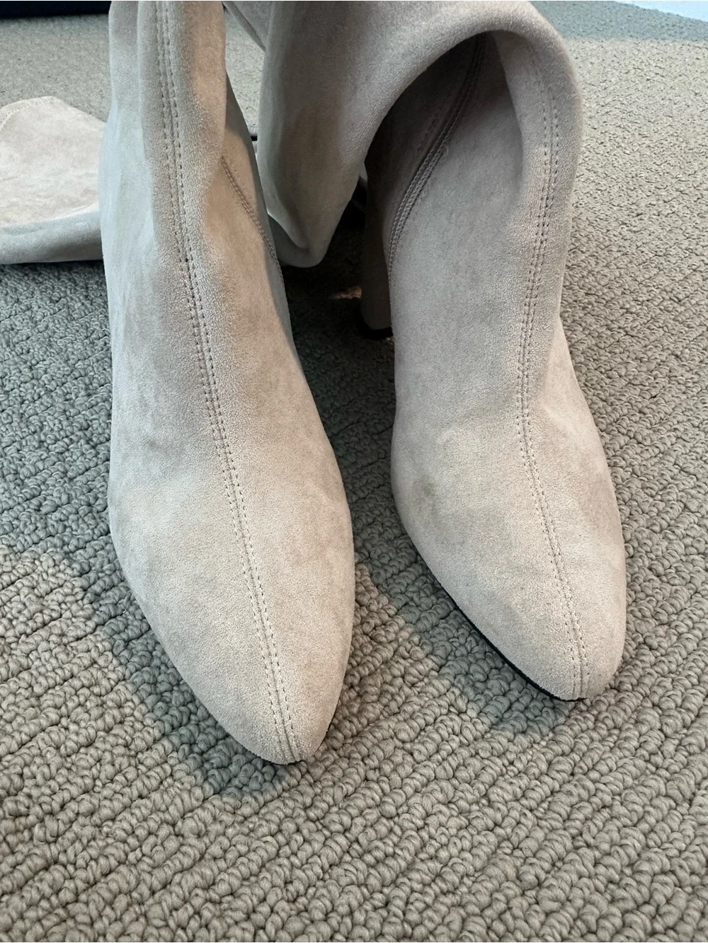 Jeffrey Campbell PerouzeTaupe Over The Knee Pointed Toe Block Heel Boots 7.5